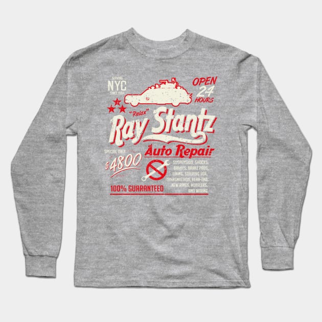 Ray Stantz Auto Repair Long Sleeve T-Shirt by FiendishlyCruelArt